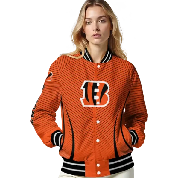 personalized cincinnati bengals chevron arrow orange varsity jacket latest model.webp