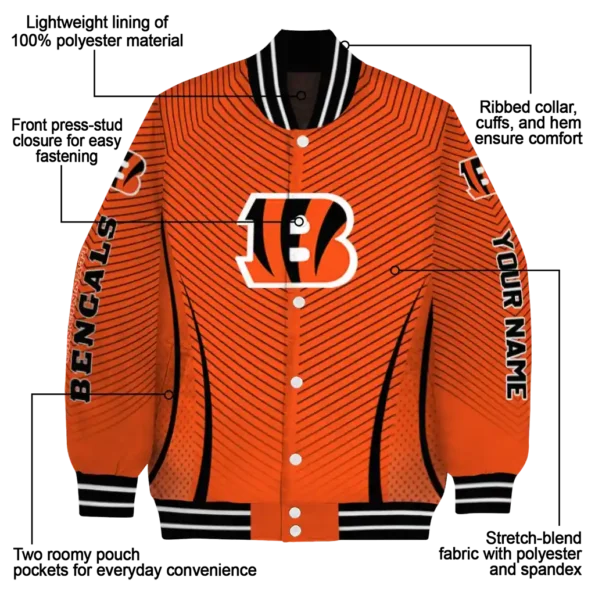 personalized cincinnati bengals chevron arrow orange varsity jacket new arrival.webp