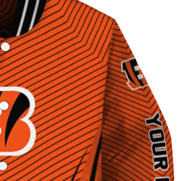 personalized cincinnati bengals chevron arrow orange varsity jacket premium grade.webp