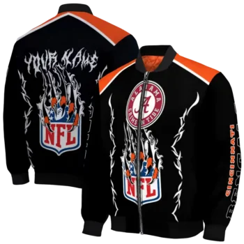 personalized cincinnati bengals claw blood orange black bomber jacket fashion forward