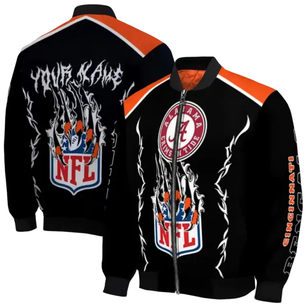 personalized cincinnati bengals claw blood orange black bomber jacket fashion forward