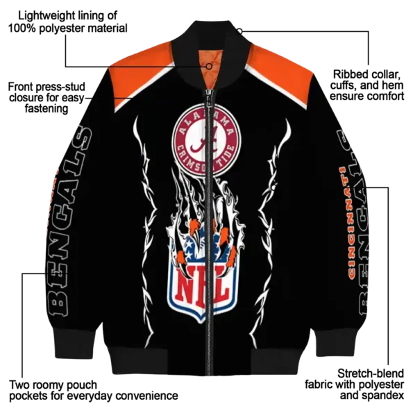 personalized cincinnati bengals claw blood orange black bomber jacket new arrival