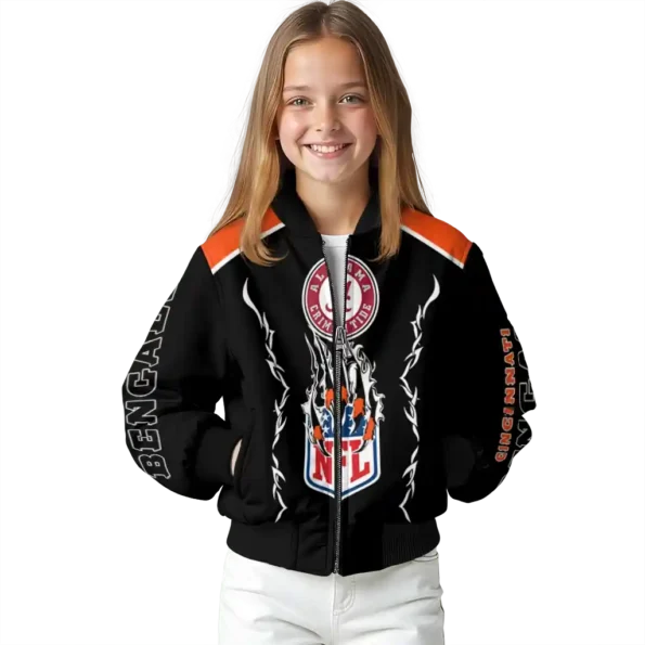 personalized cincinnati bengals claw blood orange black bomber jacket top rated