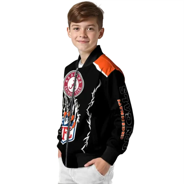 personalized cincinnati bengals claw blood orange black bomber jacket trendy