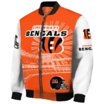 personalized cincinnati bengals ferris arena orange white bomber jacket best selling