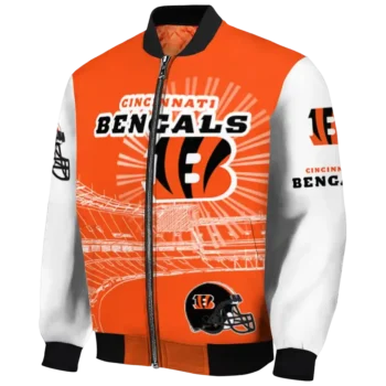 personalized cincinnati bengals ferris arena orange white bomber jacket best selling
