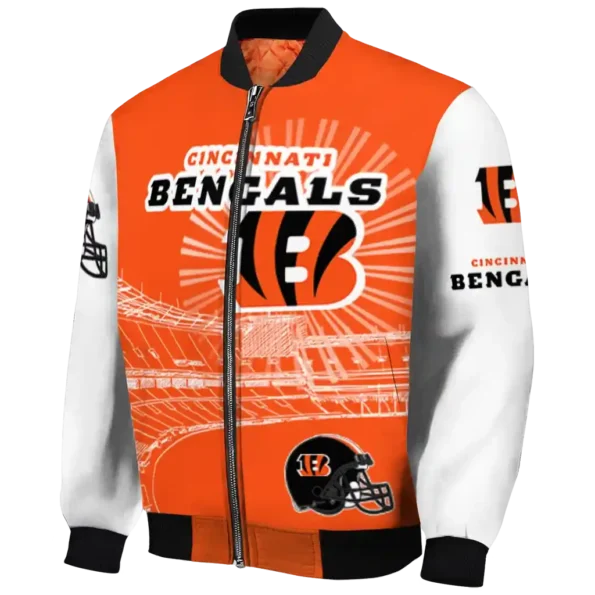 personalized cincinnati bengals ferris arena orange white bomber jacket best selling