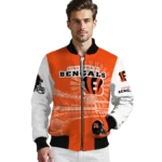 personalized cincinnati bengals ferris arena orange white bomber jacket best selling