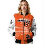 personalized cincinnati bengals ferris arena orange white bomber jacket best selling