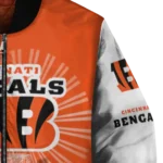 personalized cincinnati bengals ferris arena orange white bomber jacket best selling