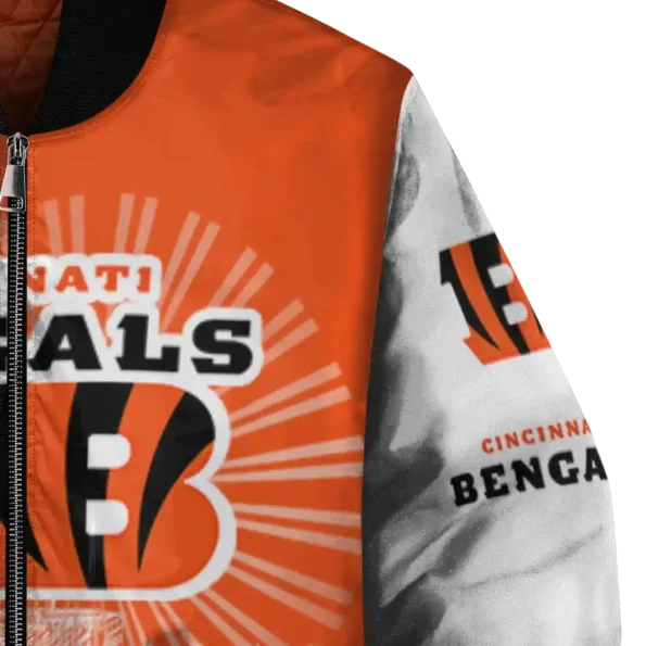 personalized cincinnati bengals ferris arena orange white bomber jacket premium grade