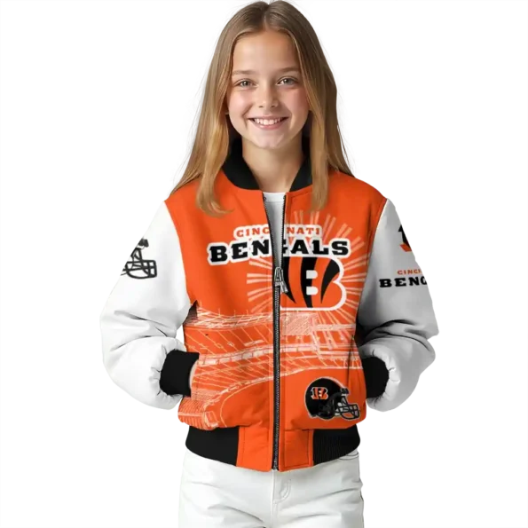personalized cincinnati bengals ferris arena orange white bomber jacket top rated