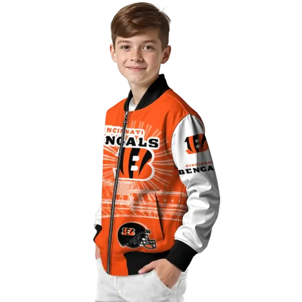 personalized cincinnati bengals ferris arena orange white bomber jacket trendy