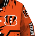 personalized cincinnati bengals hexagon cluster orange black varsity jacket best selling.webp