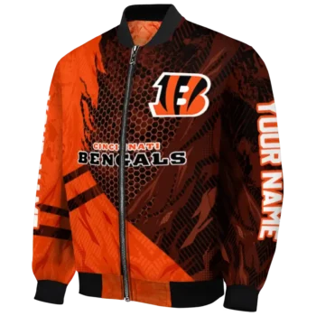 personalized cincinnati bengals hexagon mesh orange black bomber jacket best selling