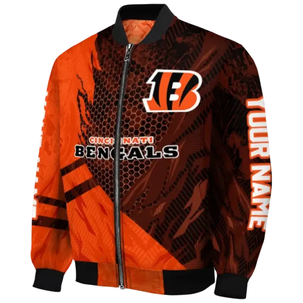 personalized cincinnati bengals hexagon mesh orange black bomber jacket best selling