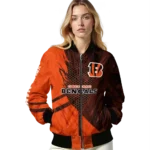 personalized cincinnati bengals hexagon mesh orange black bomber jacket best selling