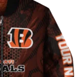 personalized cincinnati bengals hexagon mesh orange black bomber jacket best selling