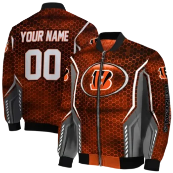 personalized cincinnati bengals power plate orange bomber jacket fashion forward