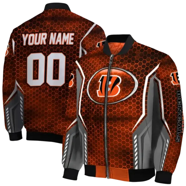 personalized cincinnati bengals power plate orange bomber jacket fashion forward