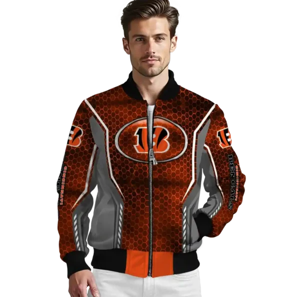personalized cincinnati bengals power plate orange bomber jacket high quality