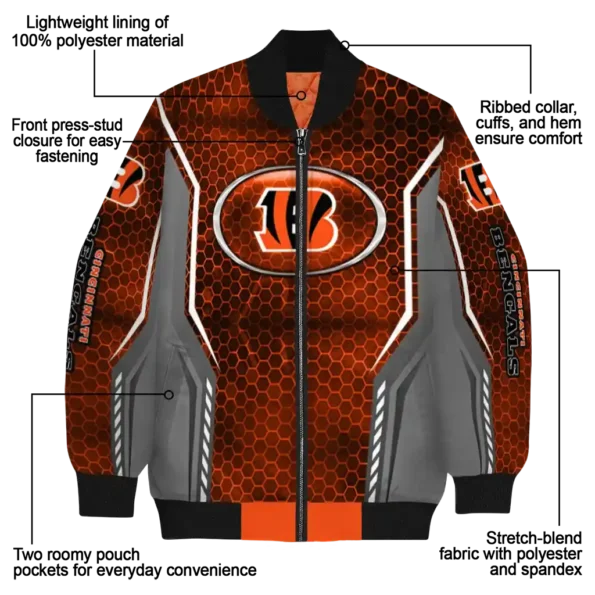 personalized cincinnati bengals power plate orange bomber jacket new arrival
