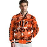 personalized cincinnati bengals pyramid shapes orange varsity jacket best selling.webp