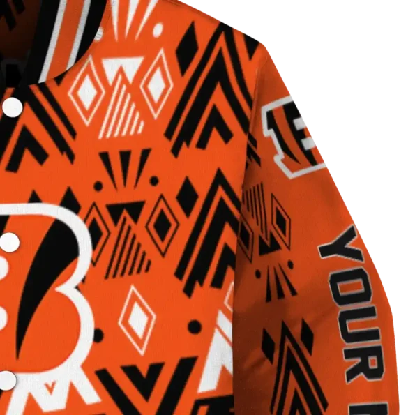 personalized cincinnati bengals pyramid shapes orange varsity jacket premium grade.webp