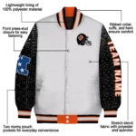 personalized cincinnati bengals speckled arms orange gray varsity jacket best selling.webp
