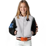 personalized cincinnati bengals speckled arms orange gray varsity jacket best selling.webp
