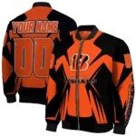 personalized cincinnati bengals spider mark orange black crocs bomber jacket best selling