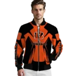 personalized cincinnati bengals spider mark orange black crocs bomber jacket best selling