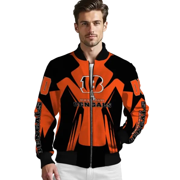personalized cincinnati bengals spider mark orange black crocs bomber jacket high quality