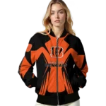 personalized cincinnati bengals spider mark orange black crocs bomber jacket best selling
