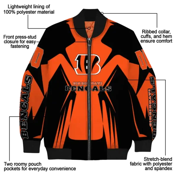 personalized cincinnati bengals spider mark orange black crocs bomber jacket new arrival
