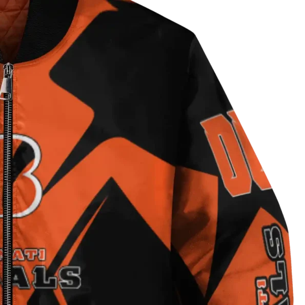 personalized cincinnati bengals spider mark orange black crocs bomber jacket premium grade