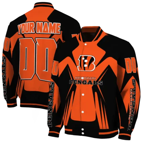 personalized cincinnati bengals spider mark orange black crocs varsity jacket fashion forward.webp