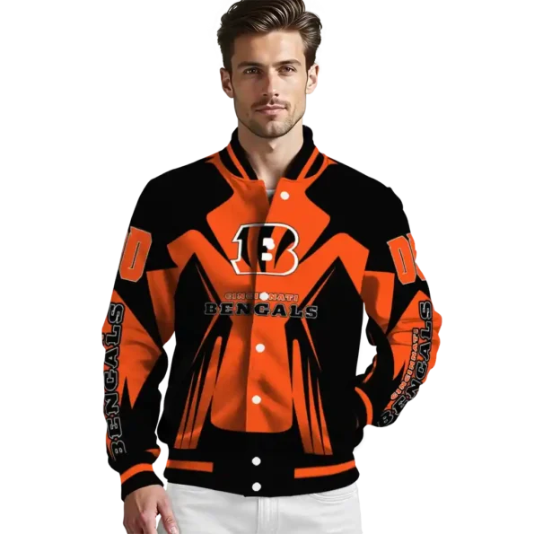 personalized cincinnati bengals spider mark orange black crocs varsity jacket high quality.webp