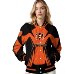 personalized cincinnati bengals spider mark orange black crocs varsity jacket best selling.webp