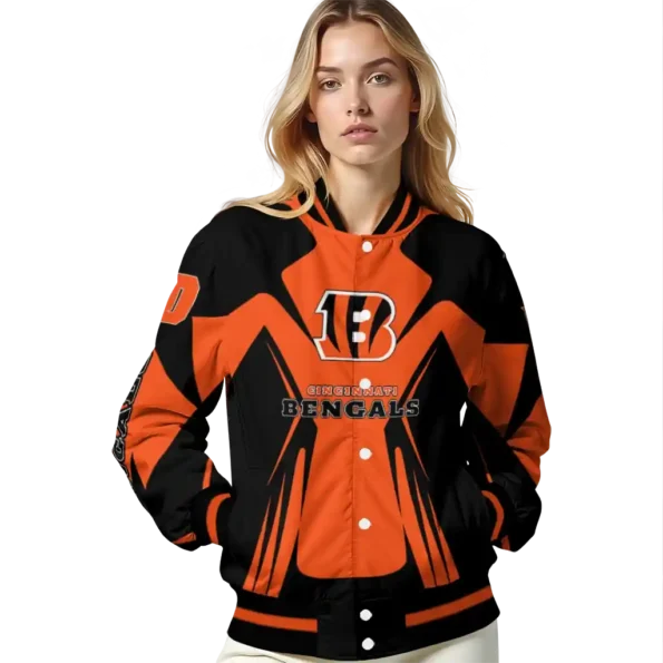 personalized cincinnati bengals spider mark orange black crocs varsity jacket latest model.webp
