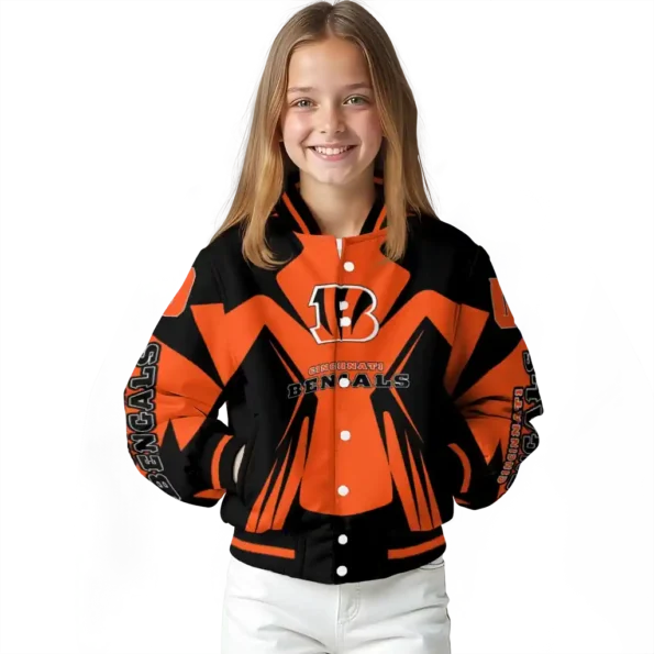 personalized cincinnati bengals spider mark orange black crocs varsity jacket top rated.webp
