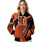 personalized cincinnati bengals star burst orange bomber jacket best selling