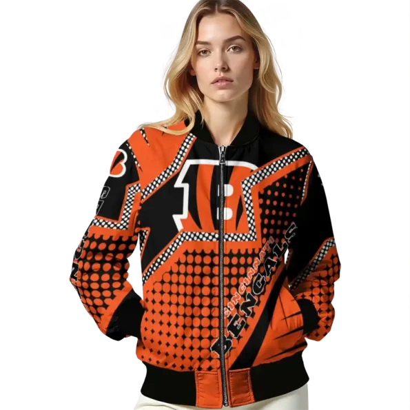 personalized cincinnati bengals star burst orange bomber jacket latest model