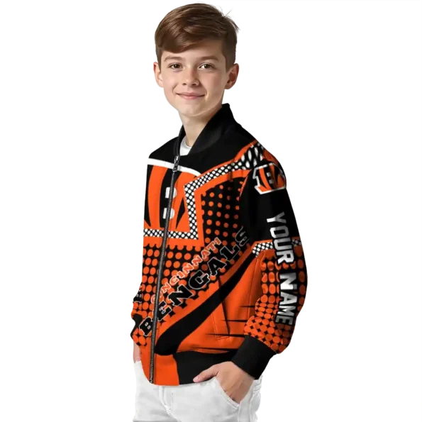 personalized cincinnati bengals star burst orange bomber jacket trendy