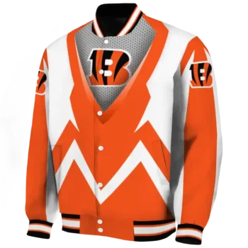 personalized cincinnati bengals v stripes orange white varsity jacket best selling.webp
