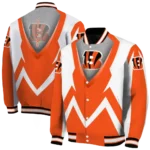 personalized cincinnati bengals v stripes orange white varsity jacket best selling.webp