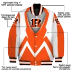personalized cincinnati bengals v stripes orange white varsity jacket best selling.webp
