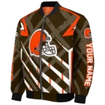 personalized cleveland browns chevron angles brown bomber jacket best selling