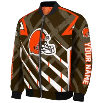 personalized cleveland browns chevron angles brown bomber jacket best selling