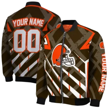 personalized cleveland browns chevron angles brown bomber jacket fashion forward